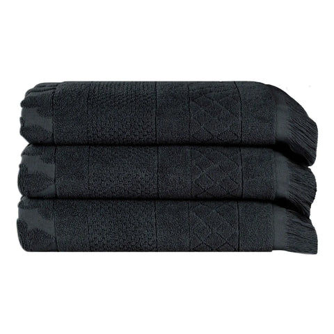 Cotton Geometric Jacquard Absorbent Bath Towel Set of 3