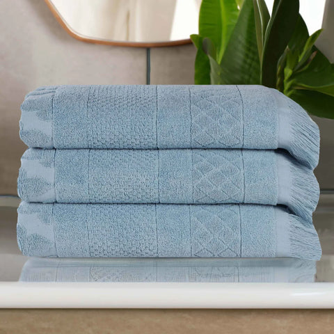 Cotton Geometric Jacquard Absorbent Bath Towel Set of 3