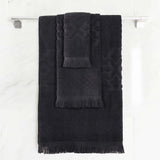 Rolla Cotton Geometric Jacquard Plush Soft Absorbent 3 Piece Towel Set