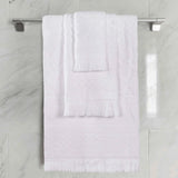 Rolla Cotton Geometric Jacquard Plush Soft Absorbent 3 Piece Towel Set