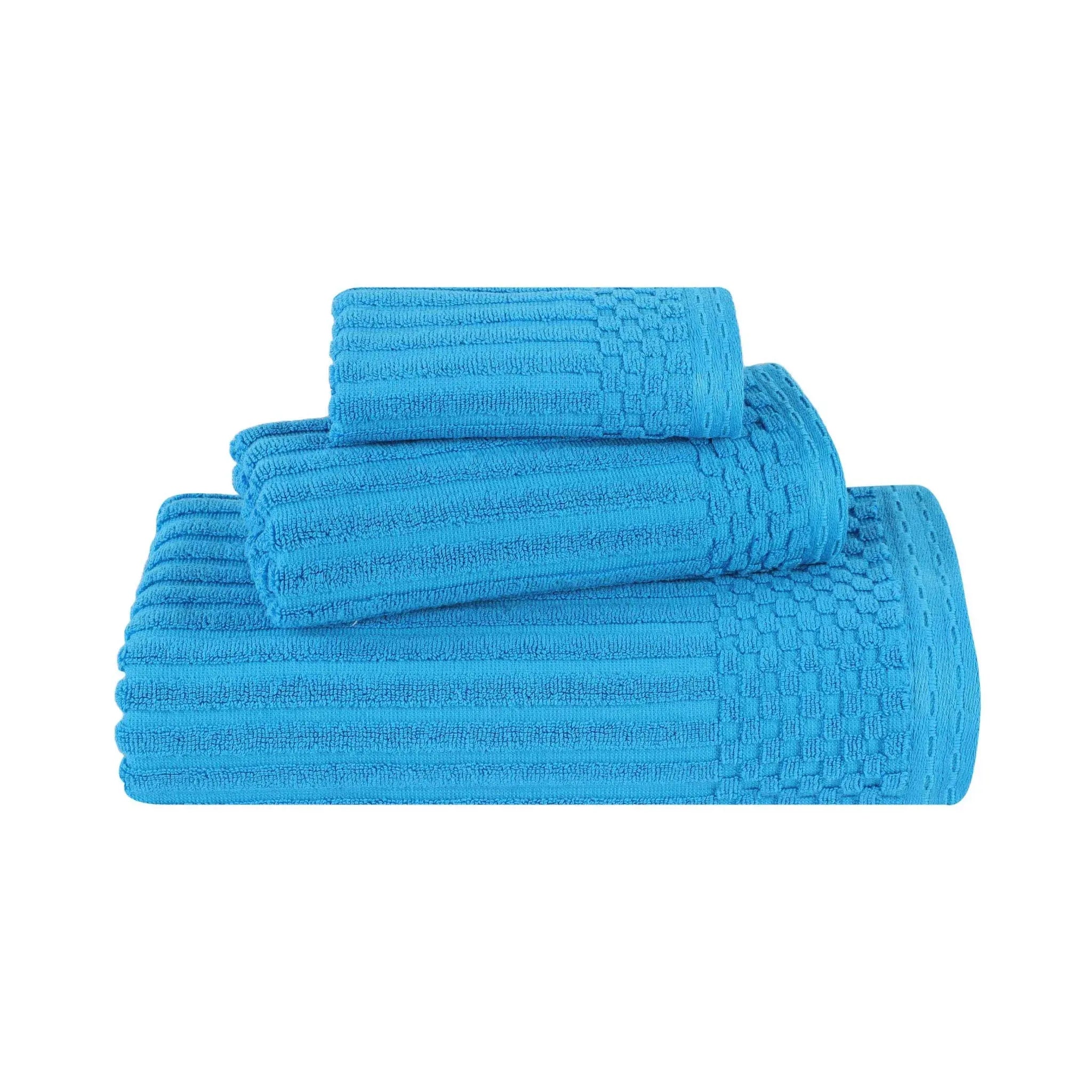 Soho Ribbed Cotton Absorbent 3 Piece Assorted Towel Set