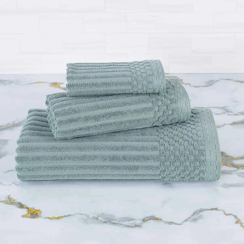 Soho Ribbed Cotton Absorbent 3 Piece Assorted Towel Set