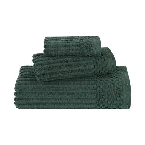 Soho Ribbed Cotton Absorbent 3 Piece Assorted Towel Set
