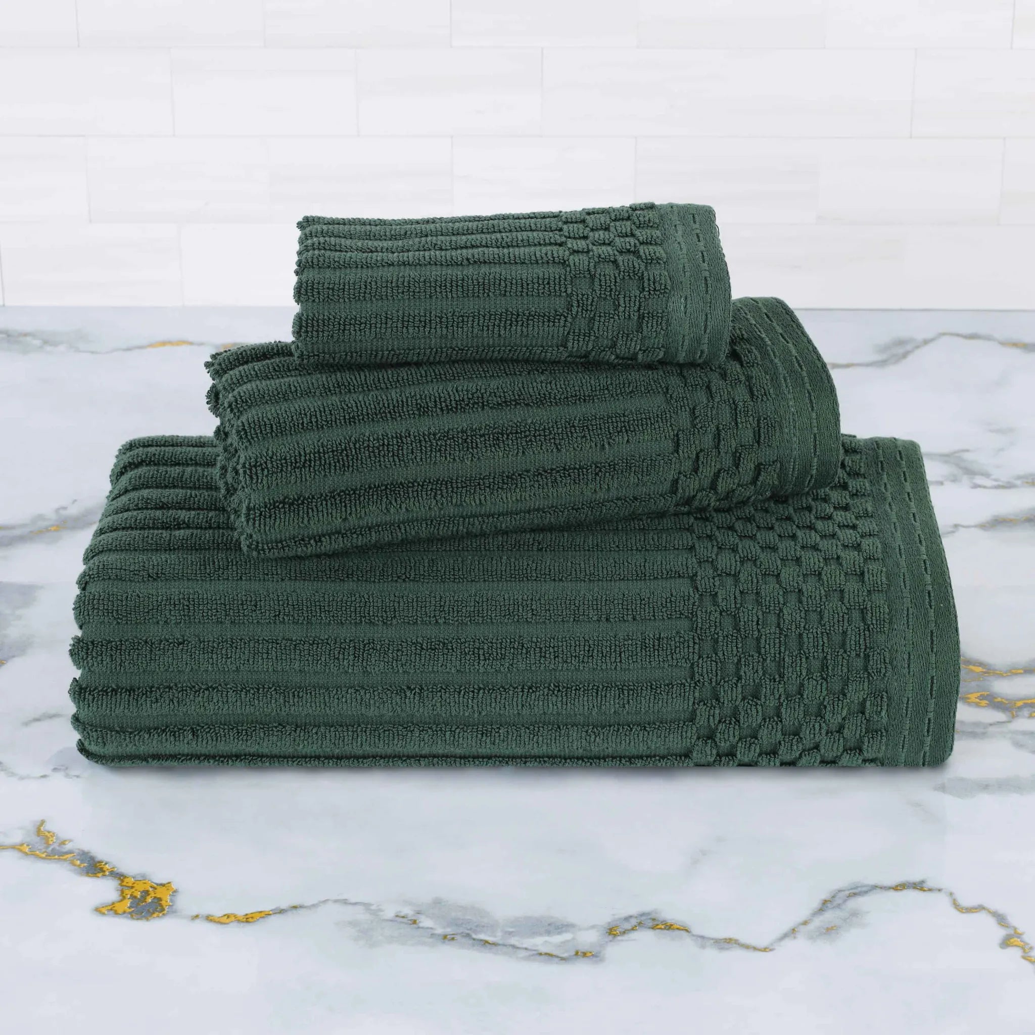 Soho Ribbed Cotton Absorbent 3 Piece Assorted Towel Set
