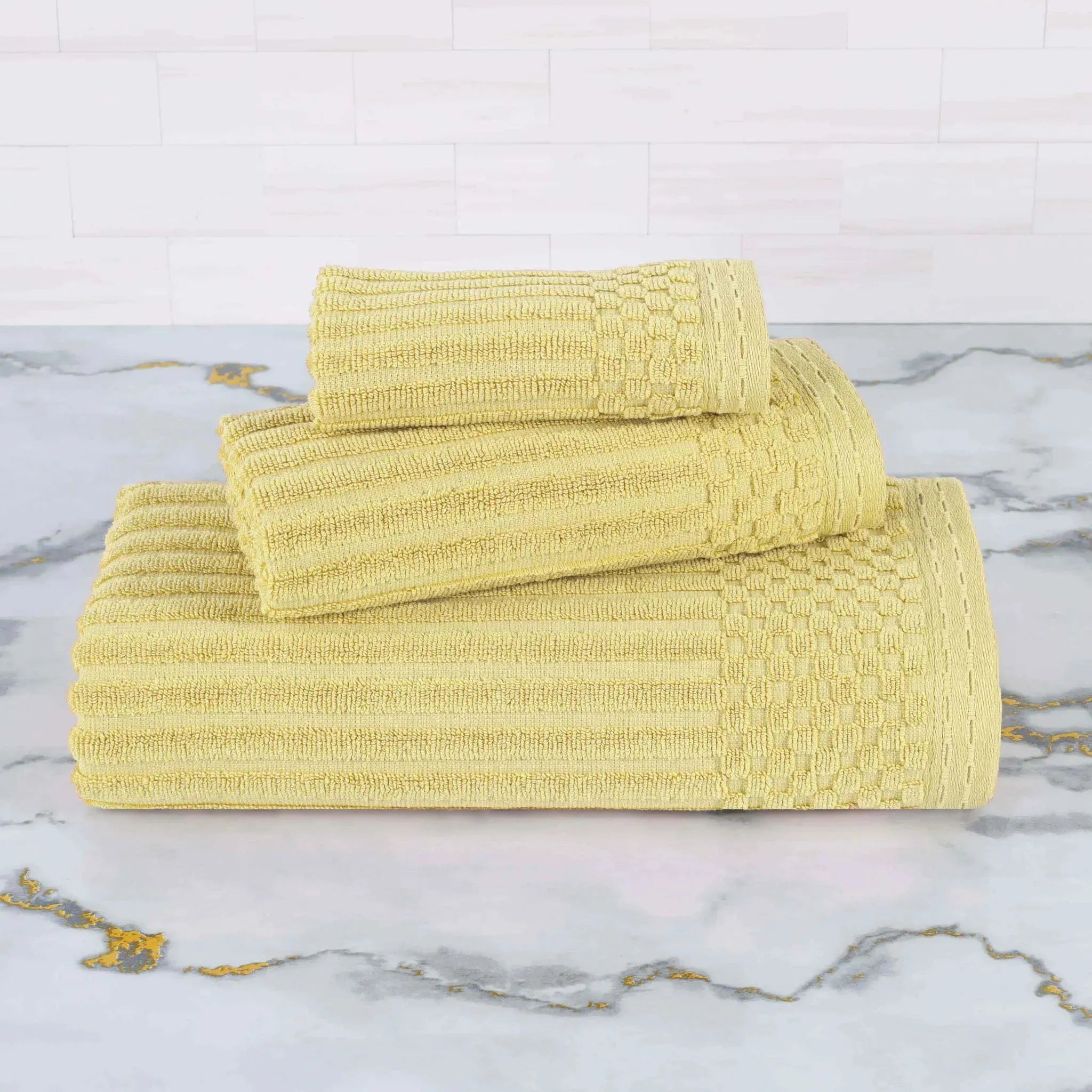 Soho Ribbed Cotton Absorbent 3 Piece Assorted Towel Set