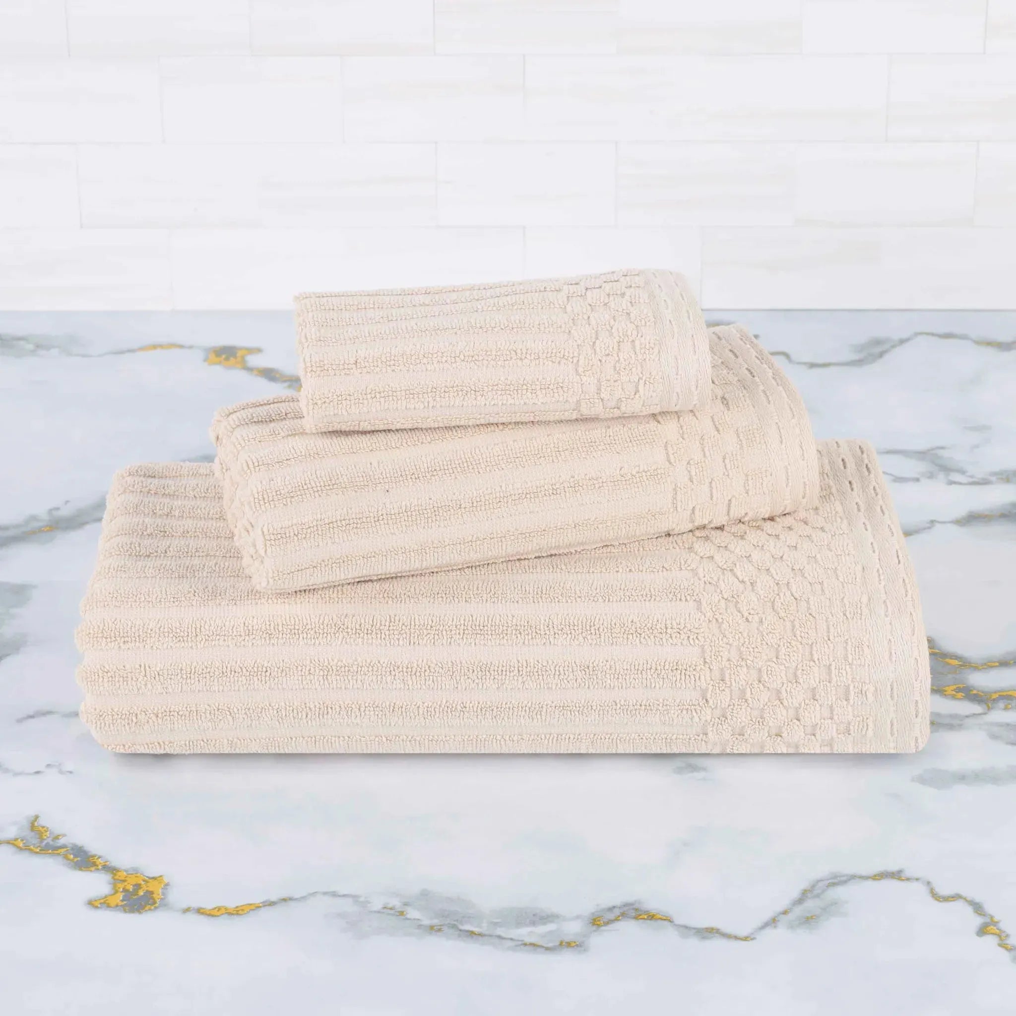 Soho Ribbed Cotton Absorbent 3 Piece Assorted Towel Set