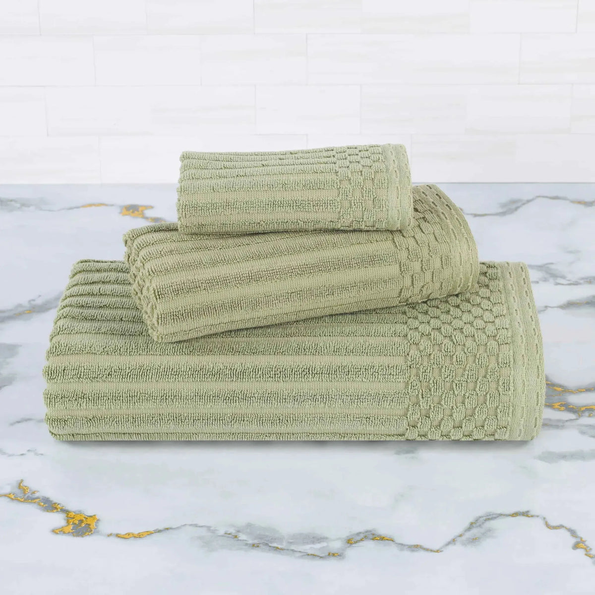 Soho Ribbed Cotton Absorbent 3 Piece Assorted Towel Set