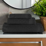 Rolla Cotton Geometric Jacquard Plush Soft Absorbent 3 Piece Towel Set