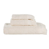 Rolla Cotton Geometric Jacquard Plush Soft Absorbent 3 Piece Towel Set