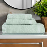 Rolla Cotton Geometric Jacquard Plush Soft Absorbent 3 Piece Towel Set