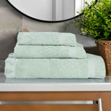 Rolla Cotton Geometric Jacquard Plush Soft Absorbent 3 Piece Towel Set