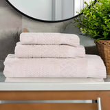 Rolla Cotton Geometric Jacquard Plush Soft Absorbent 3 Piece Towel Set