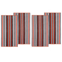 4 Piece Cotton Rope Textured Striped Oversized Beach Towel Set