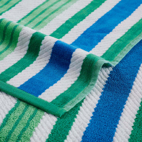 4 Piece Cotton Rope Textured Striped Oversized Beach Towel Set
