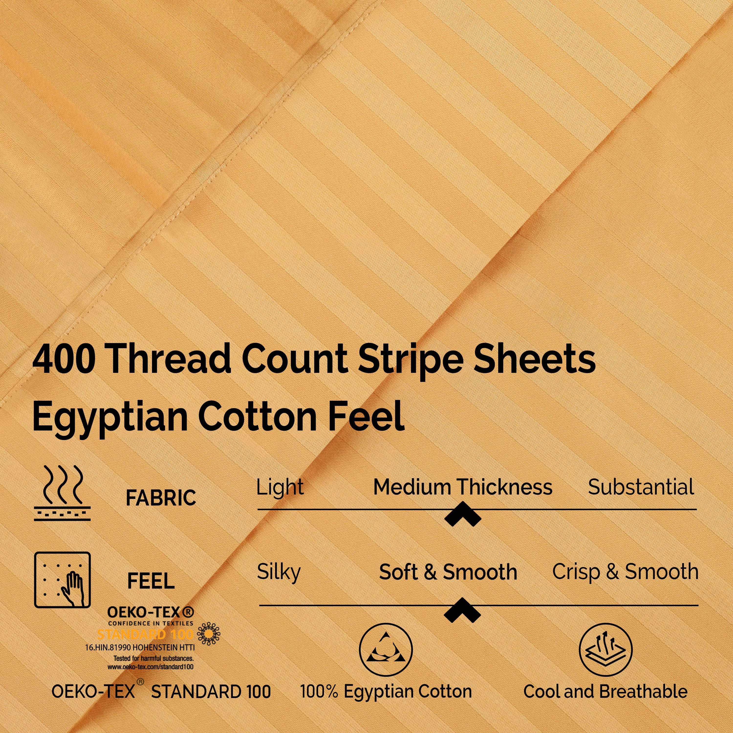 400 Thread Count Egyptian Cotton Striped Deep Pocket Sheet Set