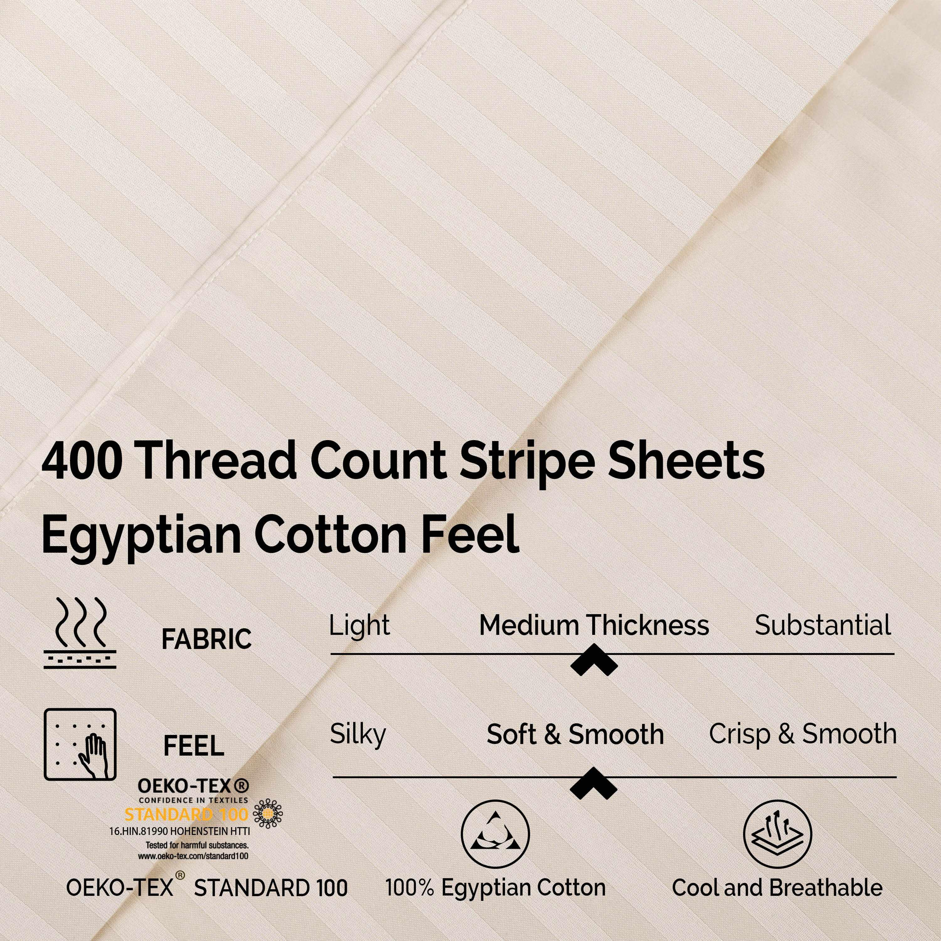 400 Thread Count Egyptian Cotton Striped Deep Pocket Sheet Set