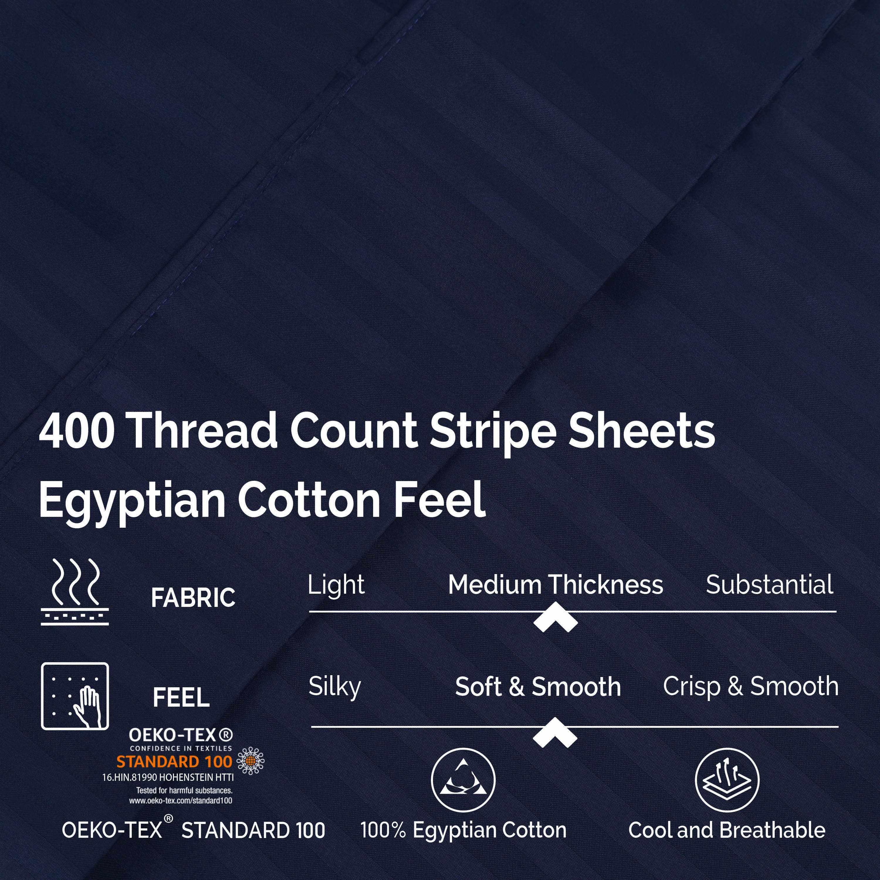 400 Thread Count Egyptian Cotton Striped Deep Pocket Sheet Set