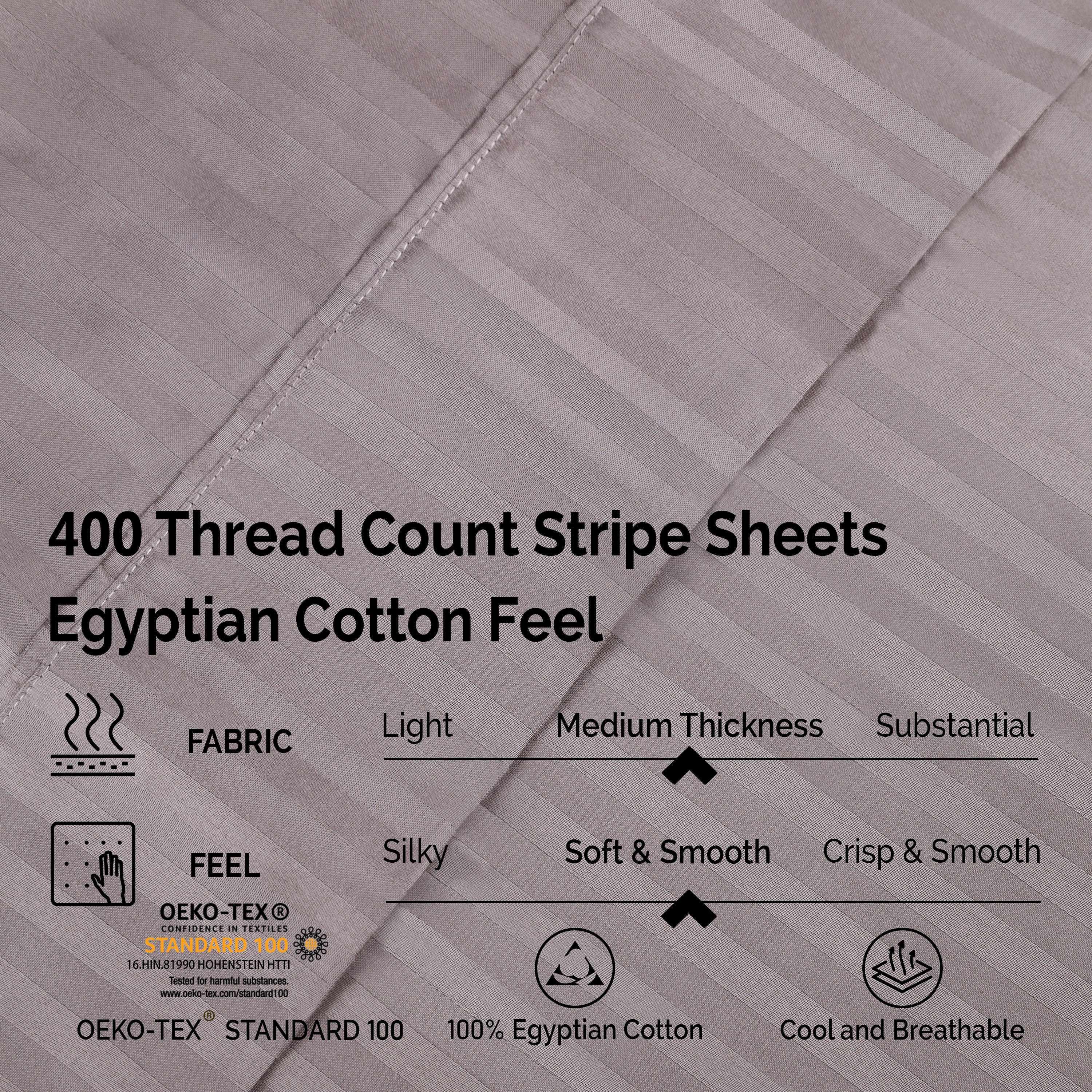 400 Thread Count Egyptian Cotton Striped Deep Pocket Sheet Set