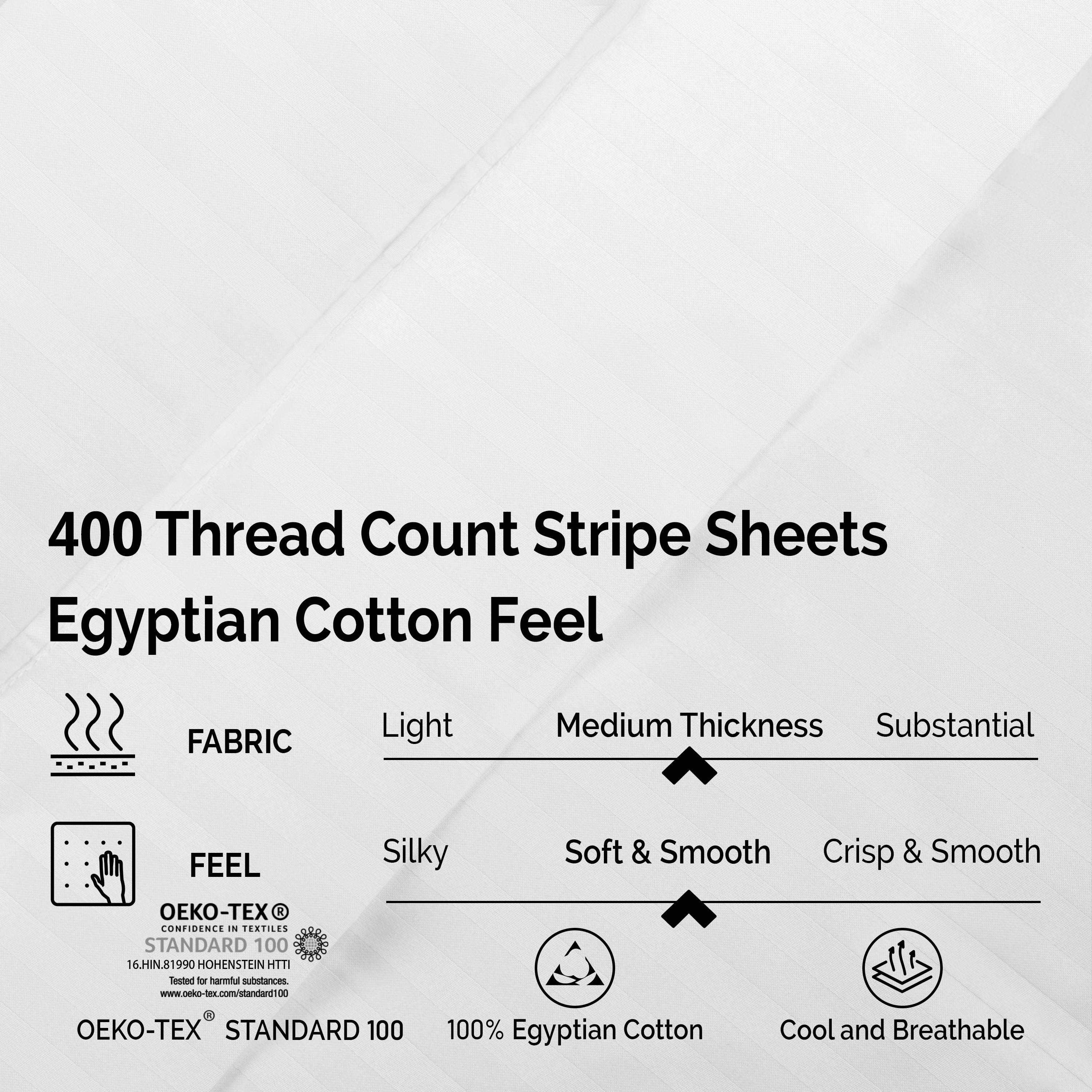 400 Thread Count Egyptian Cotton Striped Deep Pocket Sheet Set