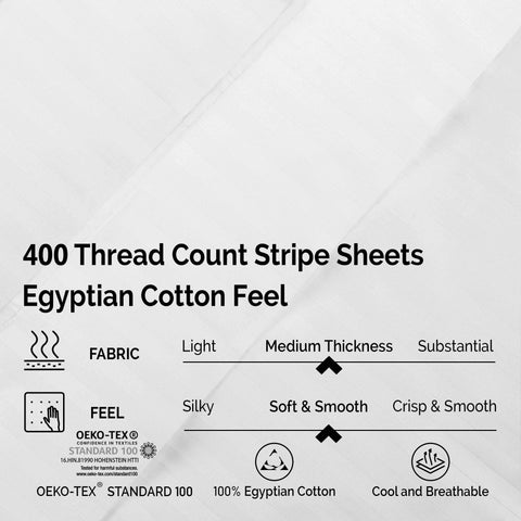 400 Thread Count Egyptian Cotton Sateen Stripe Bed Sheet Set