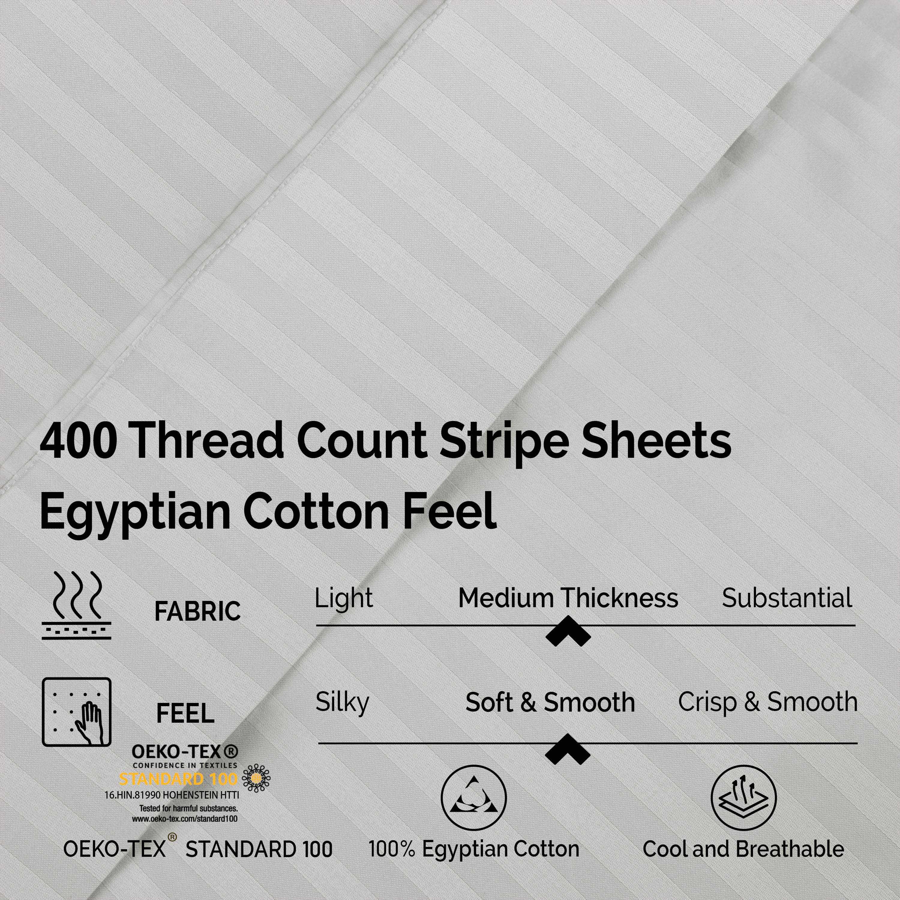 400 Thread Count Egyptian Cotton Sateen Stripe Bed Sheet Set
