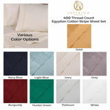 400 Thread Count Egyptian Cotton Sateen Stripe Bed Sheet Set