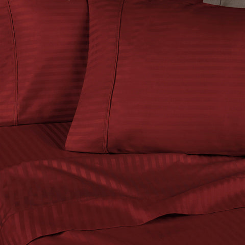 300 Thread Count Egyptian Cotton Sateen Stripe Bed Sheet Set