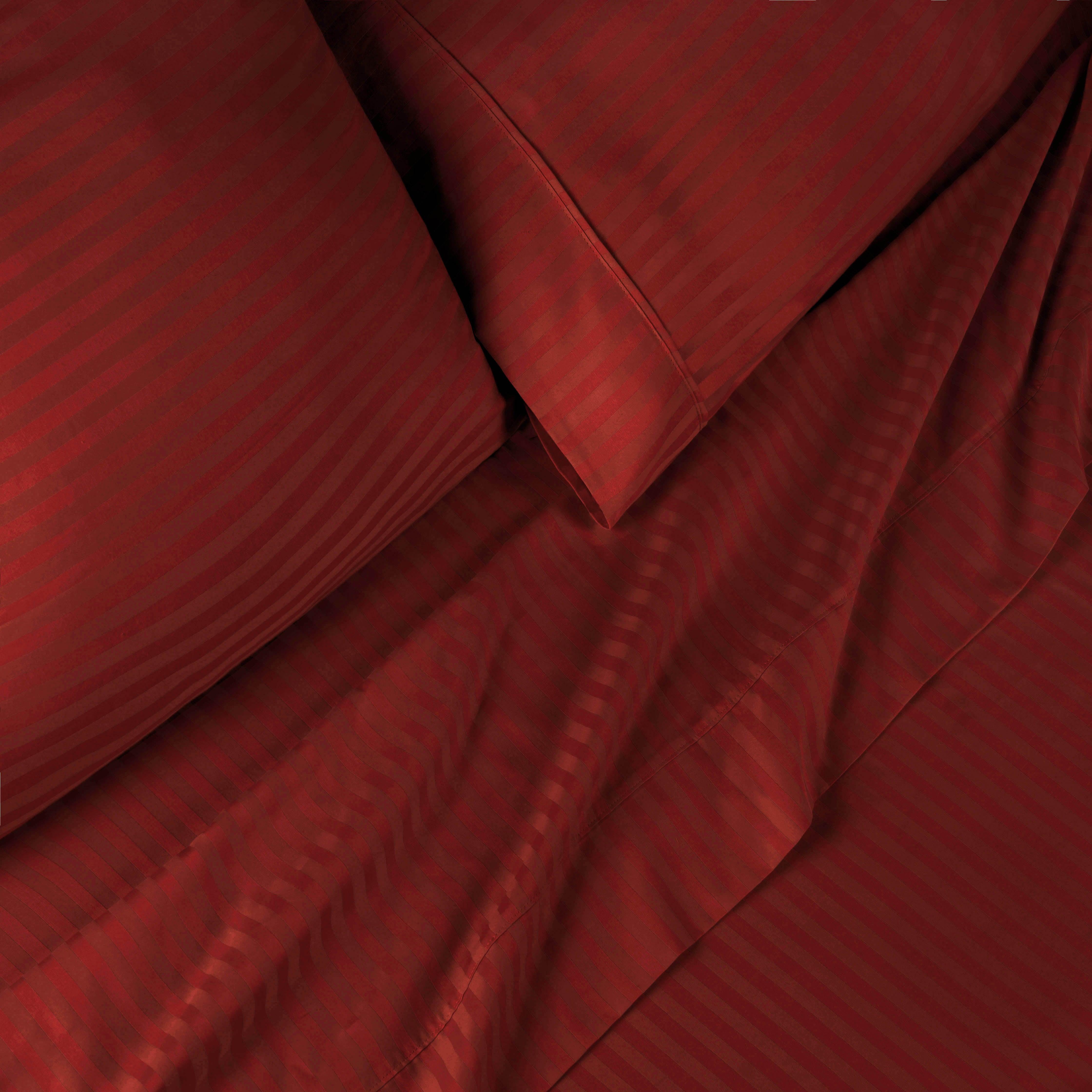 300 Thread Count Egyptian Cotton Sateen Stripe Bed Sheet Set