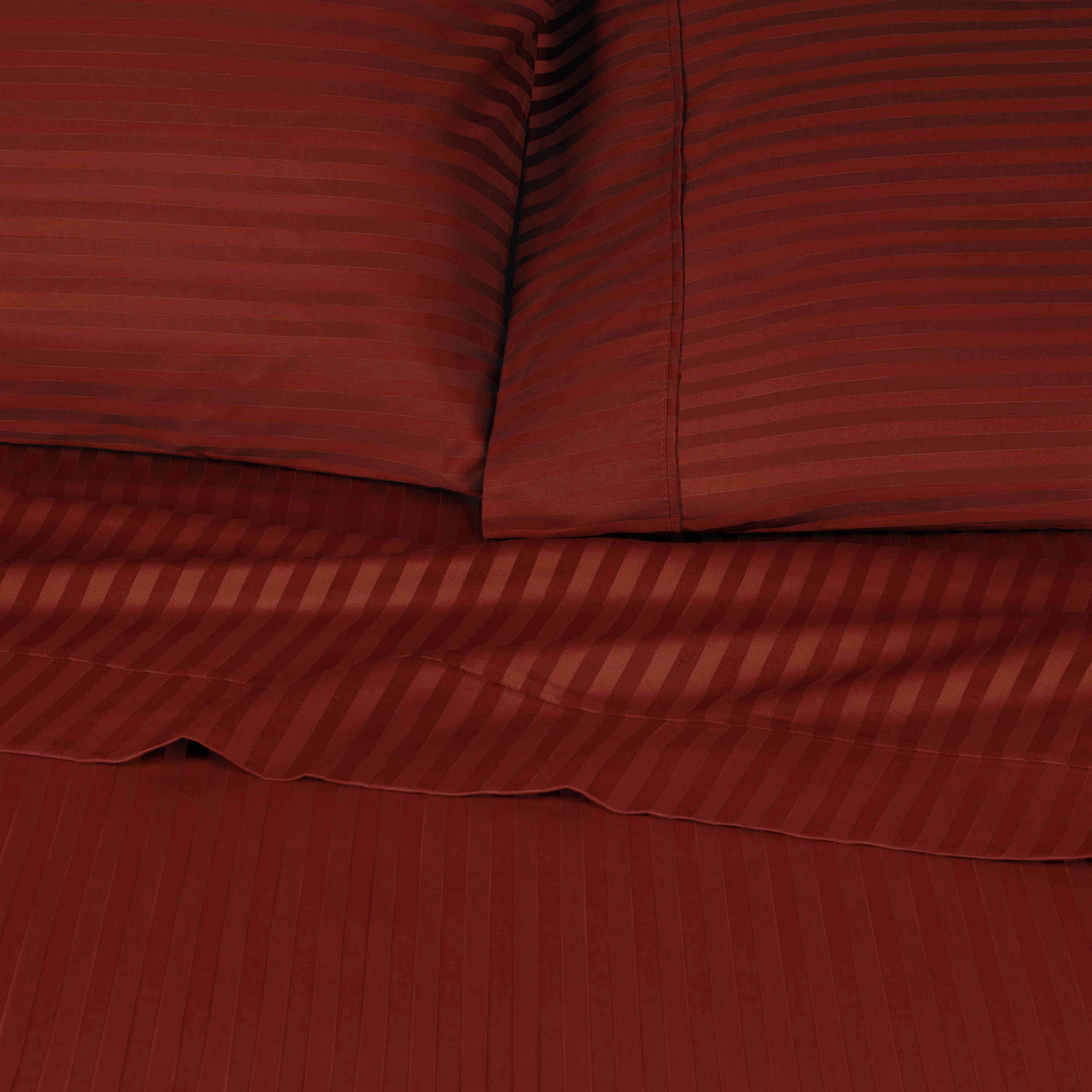 300 Thread Count Egyptian Cotton Sateen Stripe Bed Sheet Set
