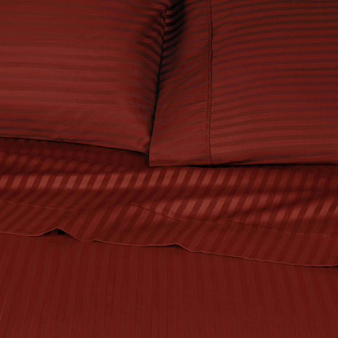 300 Thread Count Egyptian Cotton Sateen Stripe Bed Sheet Set
