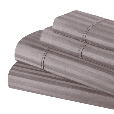 300 Thread Count Egyptian Cotton Sateen Stripe Bed Sheet Set