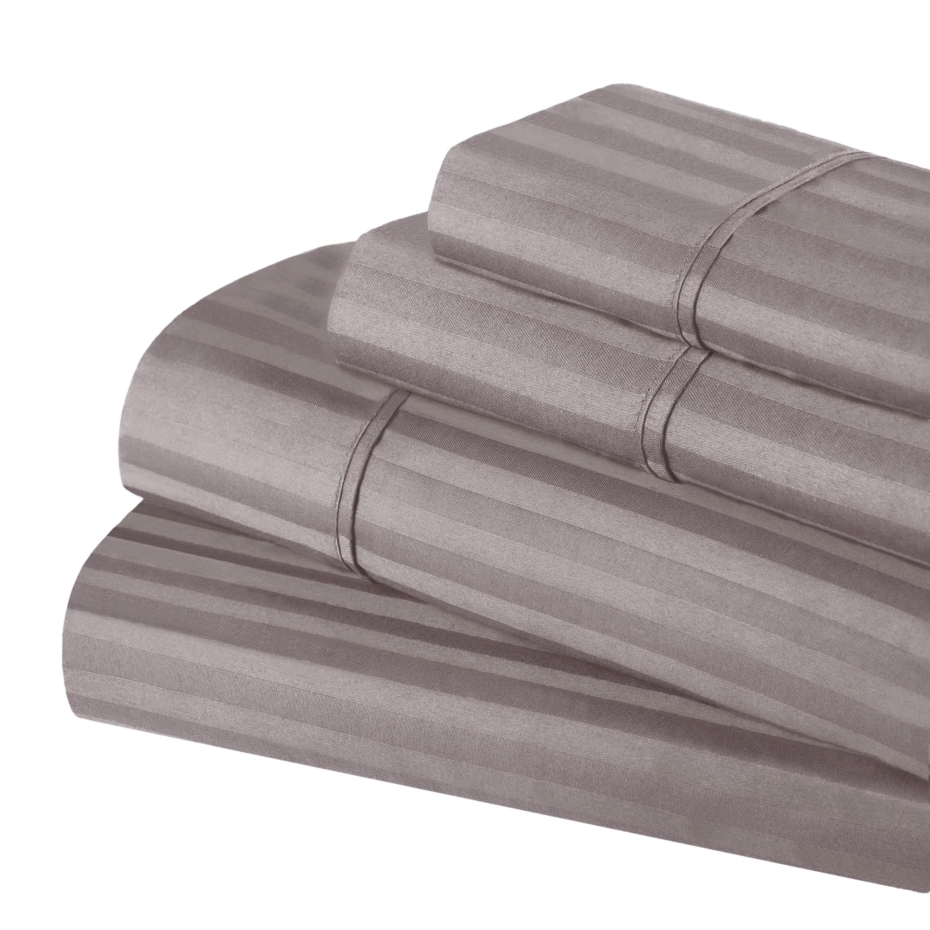 300 Thread Count Egyptian Cotton Sateen Stripe Bed Sheet Set