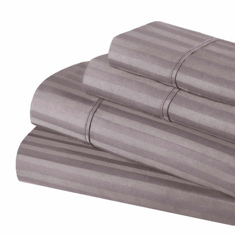 400 Thread Count Egyptian Cotton Sateen Stripe Bed Sheet Set