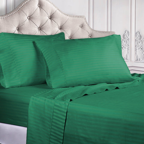 300 Thread Count Egyptian Cotton Sateen Stripe Bed Sheet Set