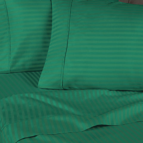 300 Thread Count Egyptian Cotton Sateen Stripe Bed Sheet Set