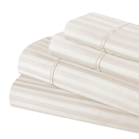 300 Thread Count Egyptian Cotton Sateen Stripe Bed Sheet Set