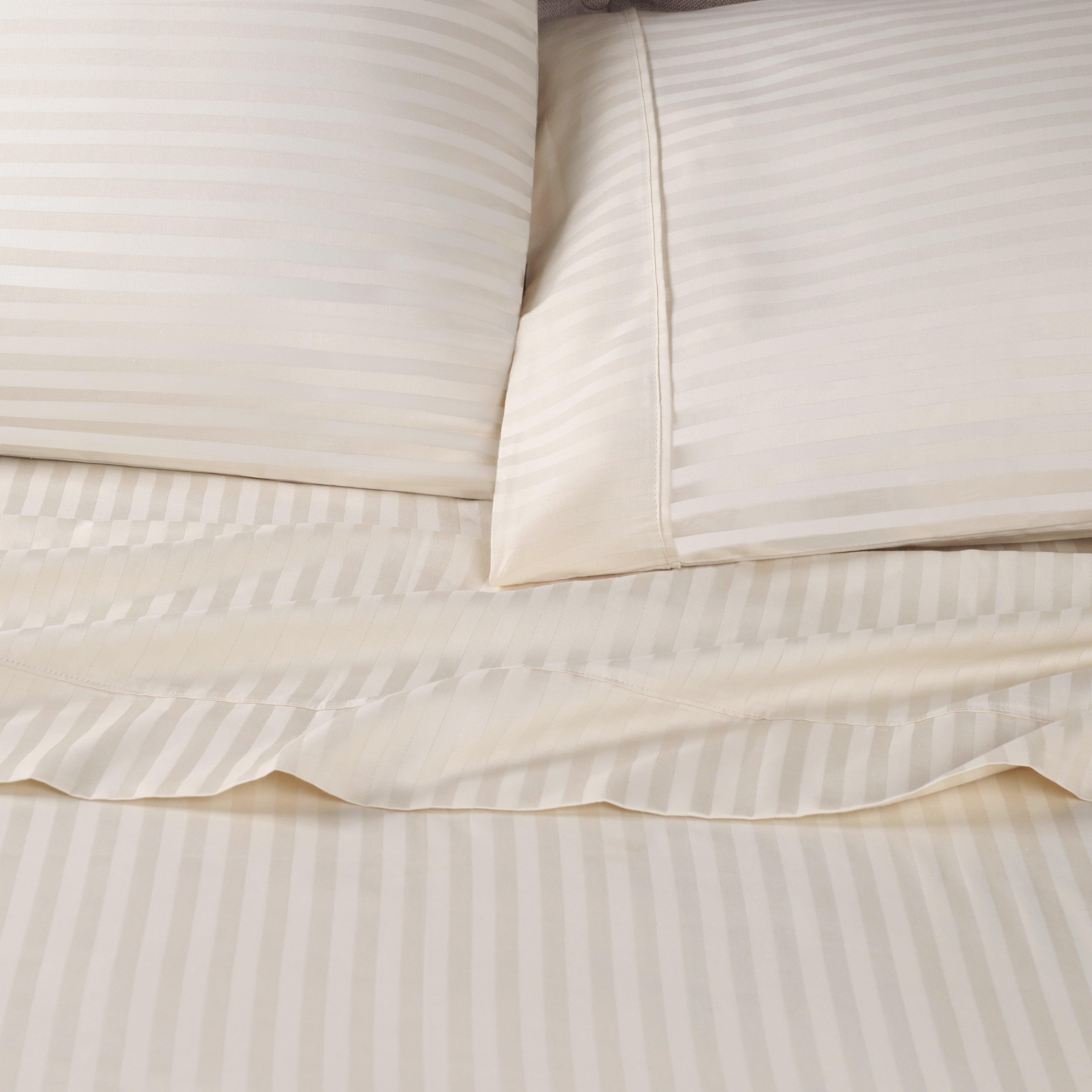 300 Thread Count Egyptian Cotton Sateen Stripe Bed Sheet Set