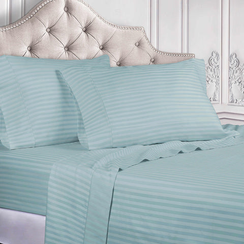 400 Thread Count Egyptian Cotton Sateen Stripe Bed Sheet Set