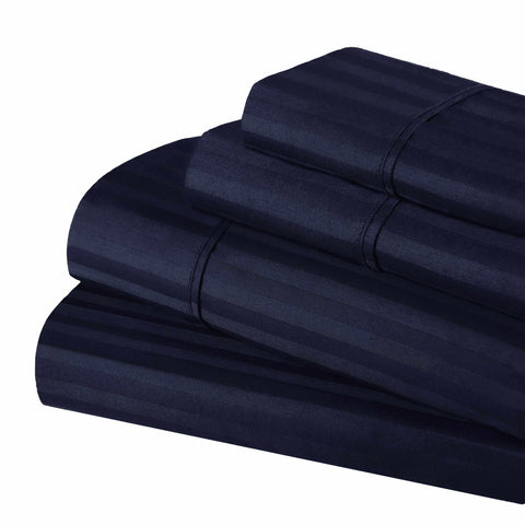 400 Thread Count Egyptian Cotton Sateen Stripe Bed Sheet Set