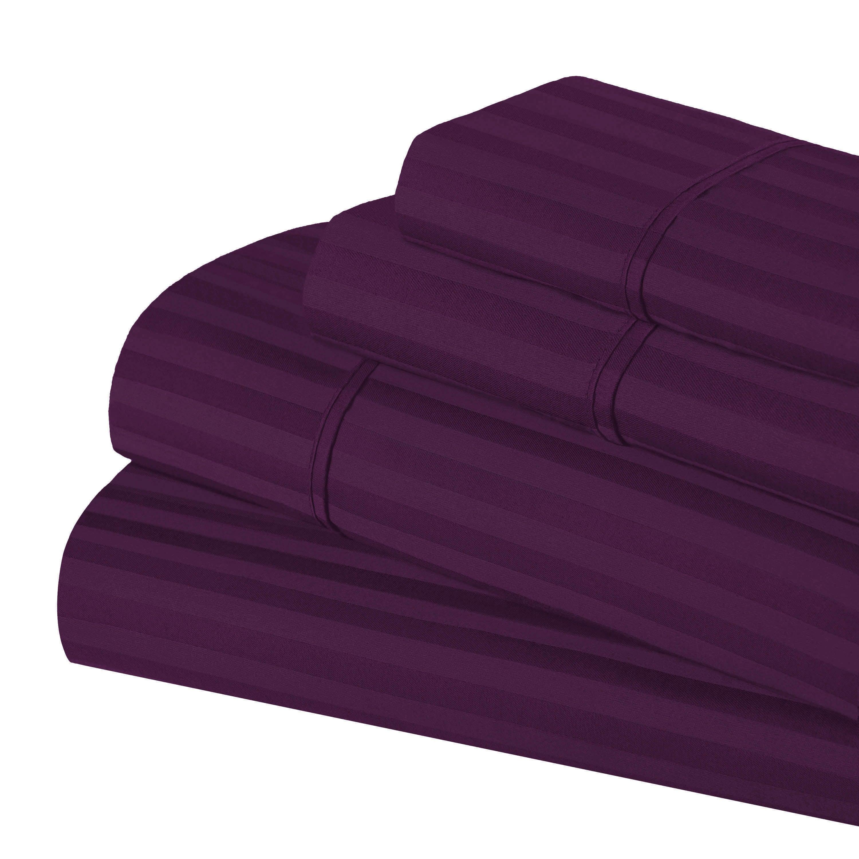 300 Thread Count Egyptian Cotton Sateen Stripe Bed Sheet Set