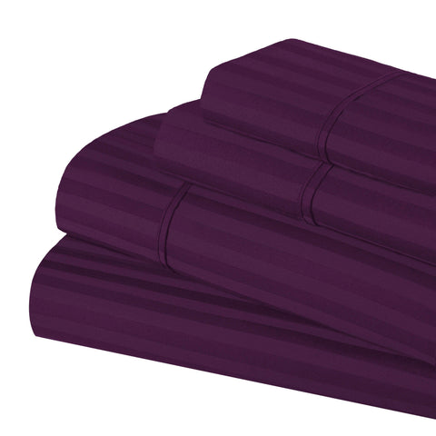 300 Thread Count Egyptian Cotton Sateen Stripe Bed Sheet Set