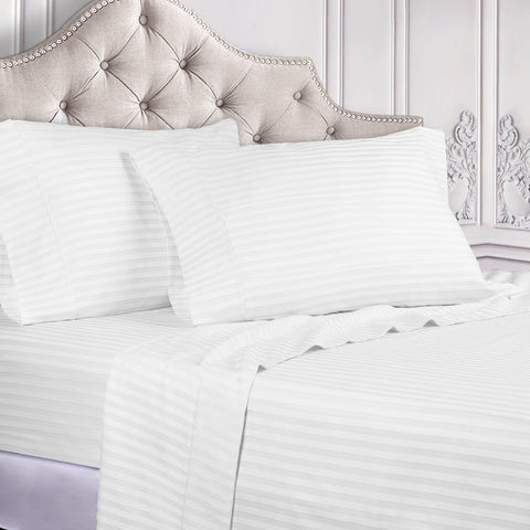 300 Thread Count Egyptian Cotton Sateen Stripe Bed Sheet Set