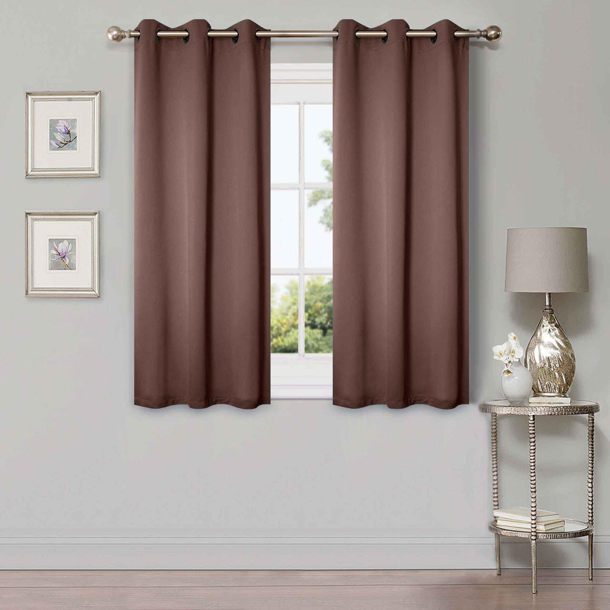 Solid Machine Washable Room Darkening Blackout Curtains, Set of 2