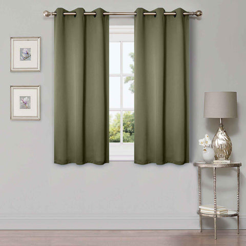 Blackout Window Curtains Solid Room Darkening Washable Set of 2