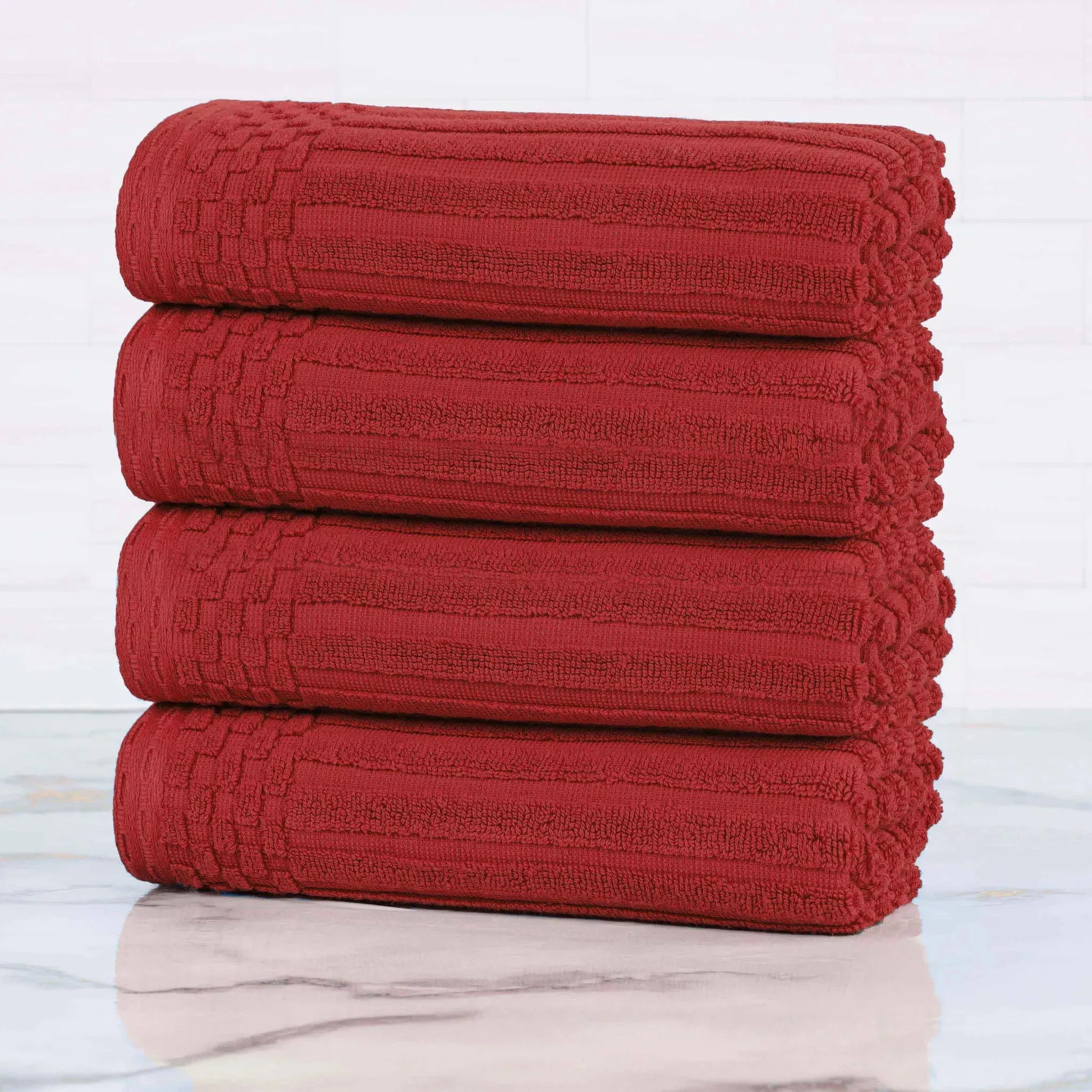Soho Ribbed Cotton Super Absorbent 4 Piece Hand Towel Set