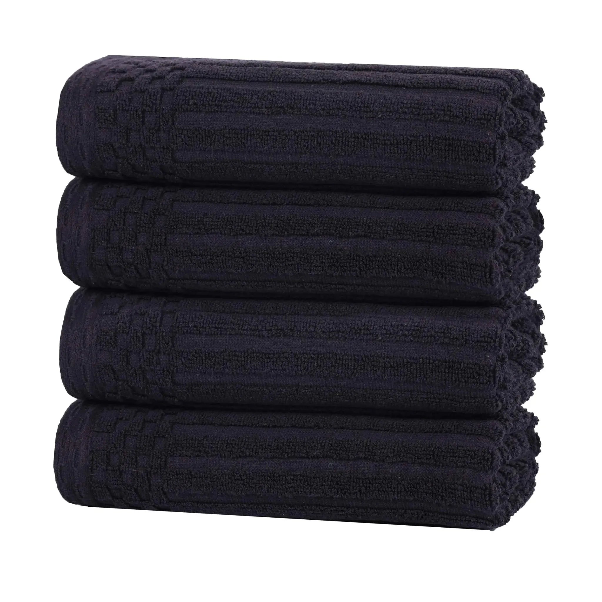 Soho Ribbed Cotton Super Absorbent 4 Piece Hand Towel Set