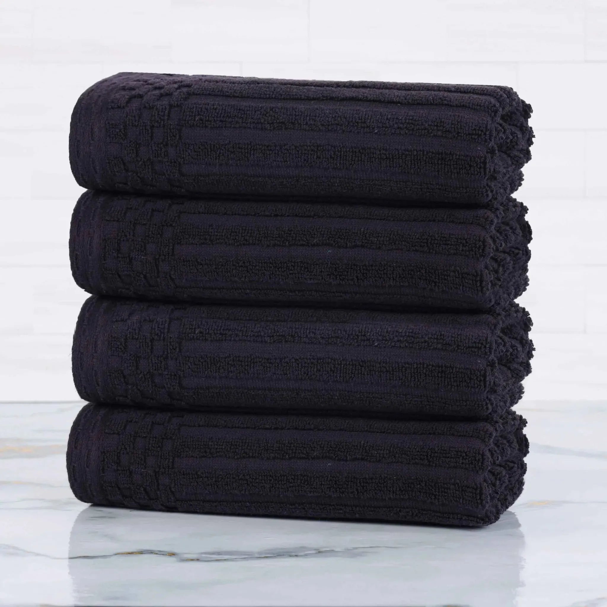 Soho Ribbed Cotton Super Absorbent 4 Piece Hand Towel Set
