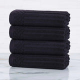 Soho Ribbed Cotton Hand Towel Set, 4-Piece Super Absorbent
