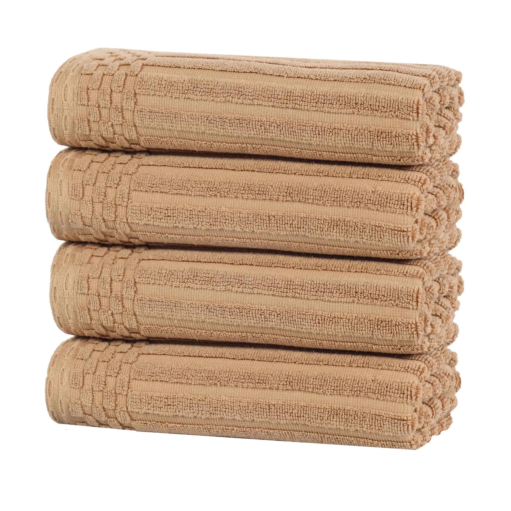 Soho Ribbed Cotton Super Absorbent 4 Piece Hand Towel Set