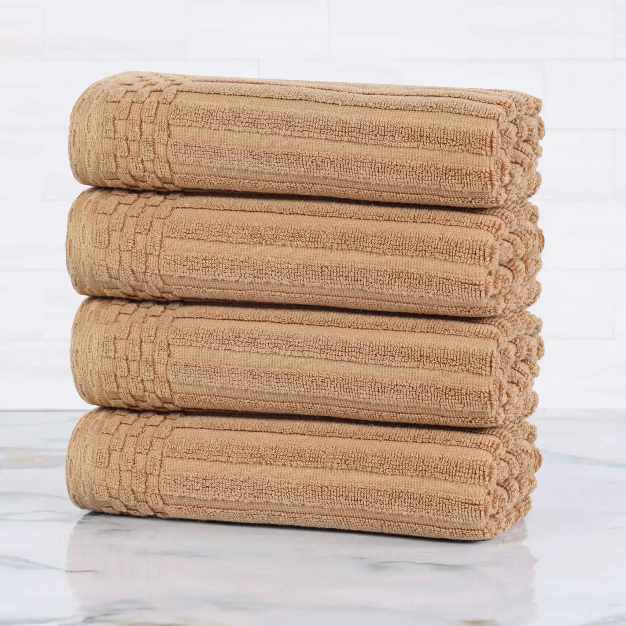 Soho Ribbed Cotton Super Absorbent 4 Piece Hand Towel Set